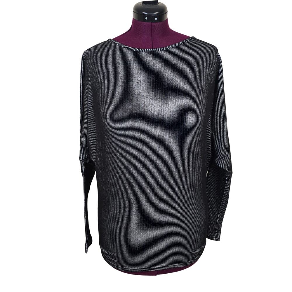 Women's La Miel Black Ribbed Knit Pullover Top | Size Small